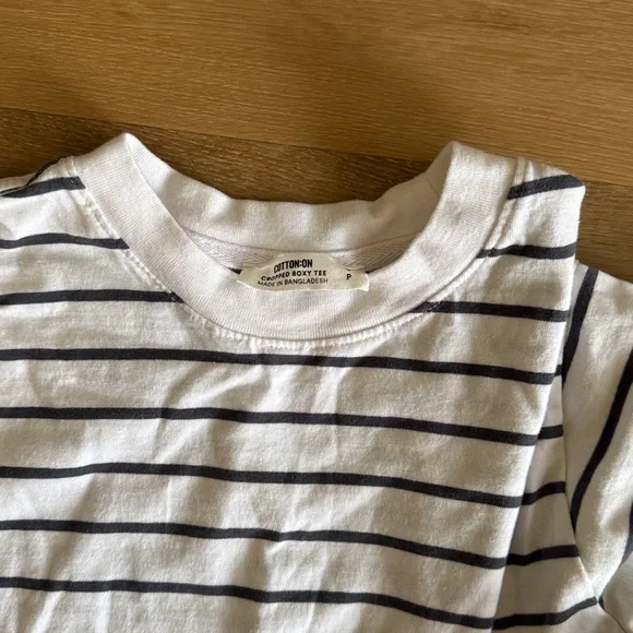 2 cotton on crop t shirts. Size small. One striped and one all gray. - Picture 3 of 3